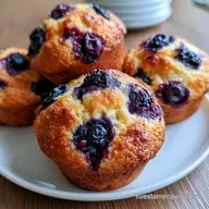 Blueberry Muffins with Sour Cream: Baked