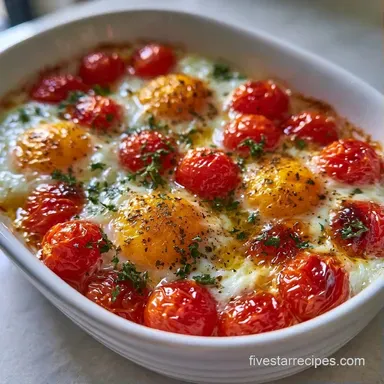 Baked Eggs over Cherry Tomatoes for 2 Recipe Card