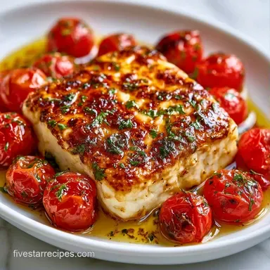 Baked Feta and Cherry Tomatoes: 40 Min Recipe Card