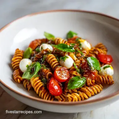 Bruschetta Pasta Salad with Mozzarella Recipe Card