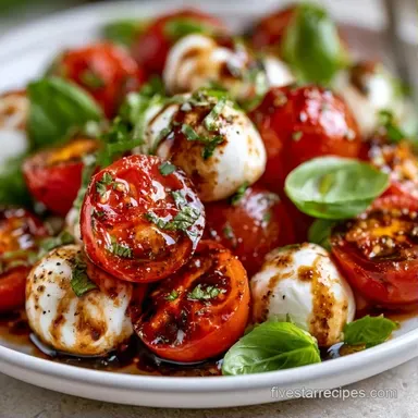 Caprese Cherry Tomato Salad in 5 Minutes Recipe Card