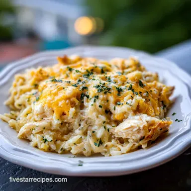 Cheesy Chicken and Rice Casserole Recipe in 40 Mins Recipe Card