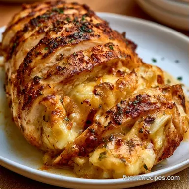 Pan-Seared Cheesy Potato Stuffed Chicken Recipe Card