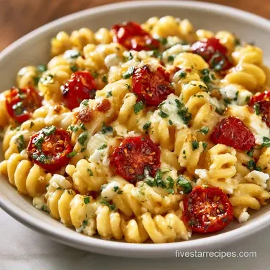 Cherry Tomato Feta Pasta for 4 Servings Recipe Card