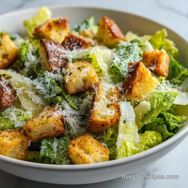Caesar Salad with Croutons for 4 Servings Recipe Card