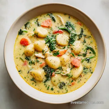 Olive Garden Chicken Gnocchi Soup Recipe in 30 Minutes Recipe Card