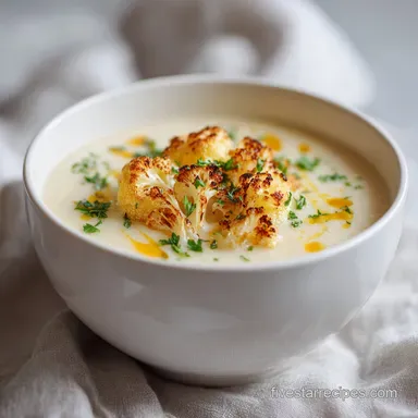 Creamy Roasted Garlic Cauliflower Soup in 60 Minutes Recipe Card