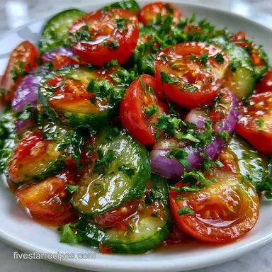 Cucumber Cherry Tomato Salad for 4 Recipe Card