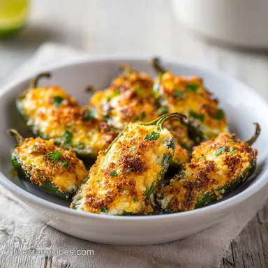 Jalapeno Poppers Easy Baked Recipe: Crispy Oven Baked Appetizers Recipe Card