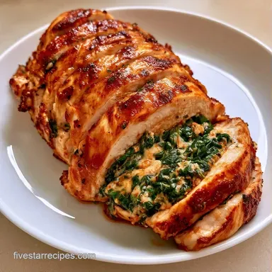 Garlic Spinach Stuffed Chicken for 4 Recipe Card