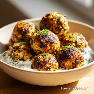 Greek Chicken Meatballs Recipe with Tzatziki for 4 Servings Recipe Card