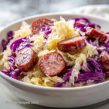 Kielbasa and Sauerkraut with Apple for 5 Servings Recipe Card