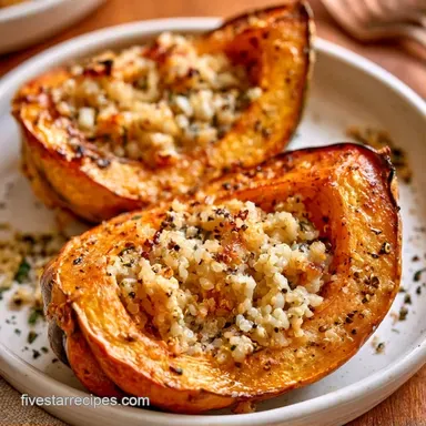 Stuffed Acorn Squash with Rice: Roasted Recipe Card