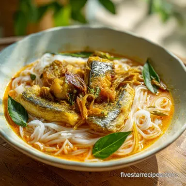Burmese Mohinga Recipe with Fish Noodles | 1 Hour 5 Min Recipe Card
