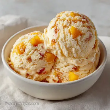 Easy No-Churn Peach Ice Cream Recipe Card