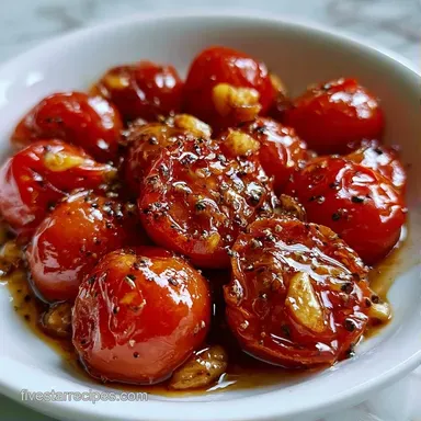 Oven Roasted Cherry Tomatoes in 25 Minutes Recipe Card