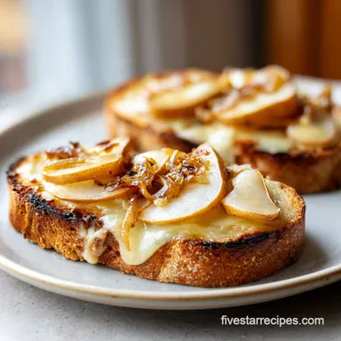 Pear Apple Grilled Cheese with Caramelized Onions Recipe Card