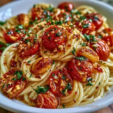 Roasted Cherry Tomato Pasta: 4 Servings Recipe Card