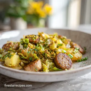Sausage Potato Leek Hash Recipe with Dijon Recipe Card