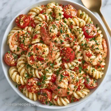 Shrimp Cherry Tomato Pasta in 30 Minutes Recipe Card