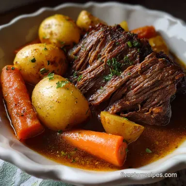 Slow Cooker Beef Pot Roast Recipe with Carrots Recipe Card