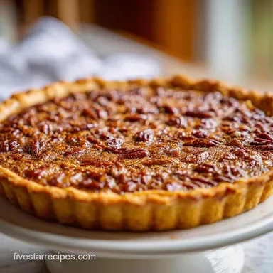 Southern Pecan Pie Recipe with Bourbon Infused Center for 10 Servings Recipe Card