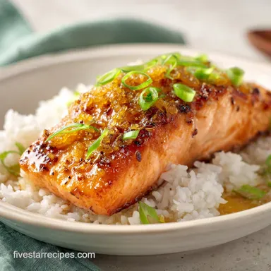 Spicy Salmon Sushi Bake: Creamy Baked Recipe Card