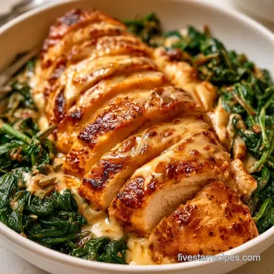 Spinach Cheese Stuffed Chicken for 4 Recipe Card