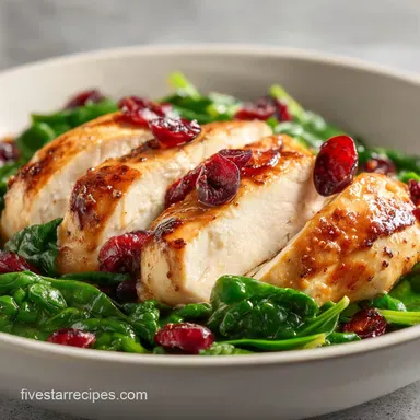 Spinach Cranberry Stuffed Chicken for 4 Recipe Card