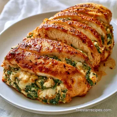 Spinach Feta Stuffed Chicken for 4 Recipe Card