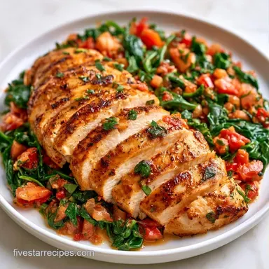 Stuffed Chicken with Spinach and Tomato Recipe Card