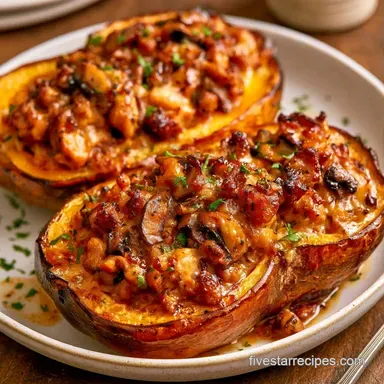 Ground Turkey Stuffed Acorn Squash Recipe Card