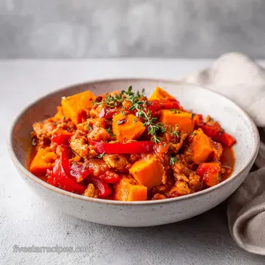 Turkey Sweet Potato Chili for 6 Servings: Velvety Texture Recipe Card