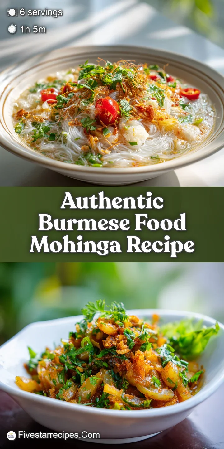 Close-up reveals the textured noodles and varied toppings in a bowl of flavorful Mohinga, promising a savory and aromatic ...