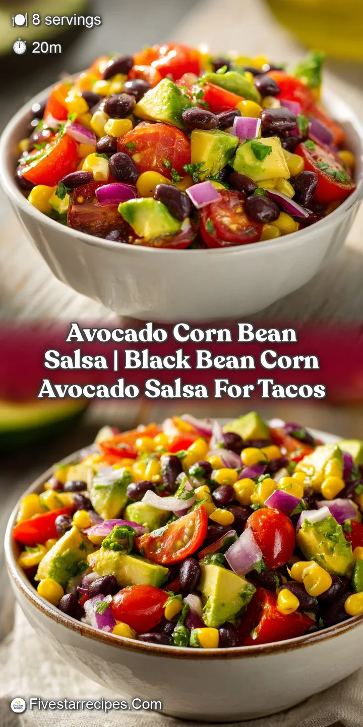 Macro shot of creamy green avocado, glistening corn, and black beans garnished with finely chopped fresh cilantro.