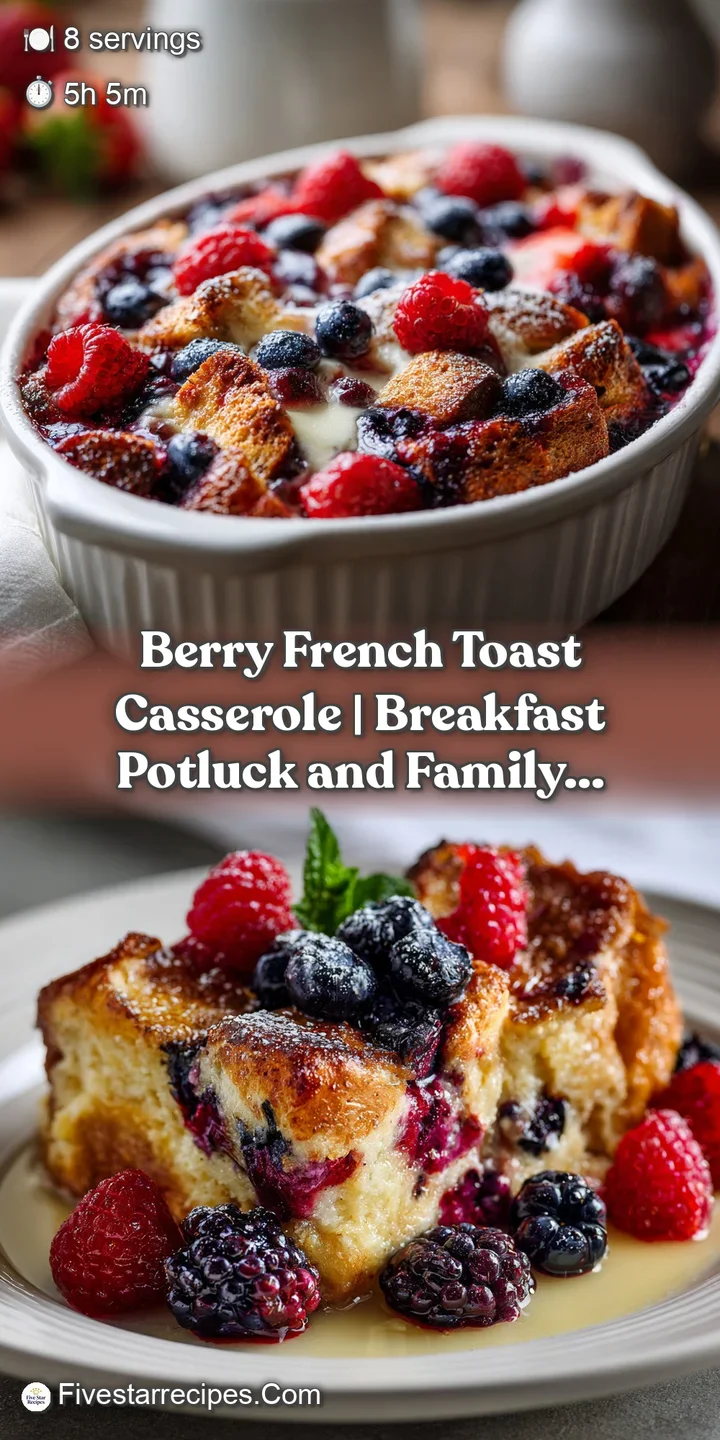 Close-up of tender, eggy bread cubes baked with a bright crimson berry compote and soft, melted cream cheese pockets.