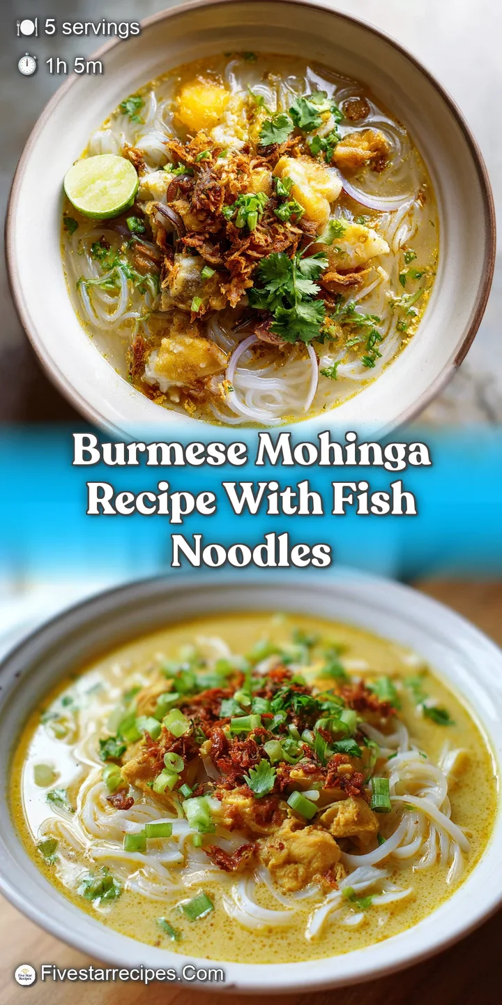 Close-up of creamy, rich mohinga soup with soft rice noodles, bright cilantro, and a savory, golden brown fritter.