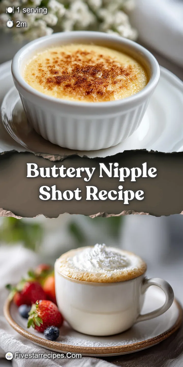 Close-up of a buttery nipple shot, emphasizing the smooth texture and gradient from light cream to rich amber liquid.