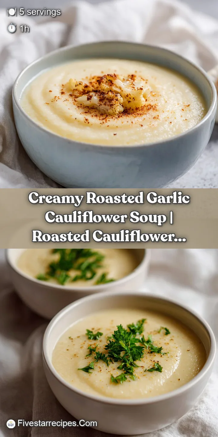 Close-up of a rich, pale gold cauliflower soup, showcasing its velvety texture and delicate garnishes.