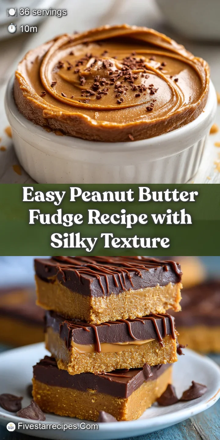 Close-up shot of peanut butter fudge, highlighting its glossy surface and creamy texture. Swirls of light and dark peanut ...