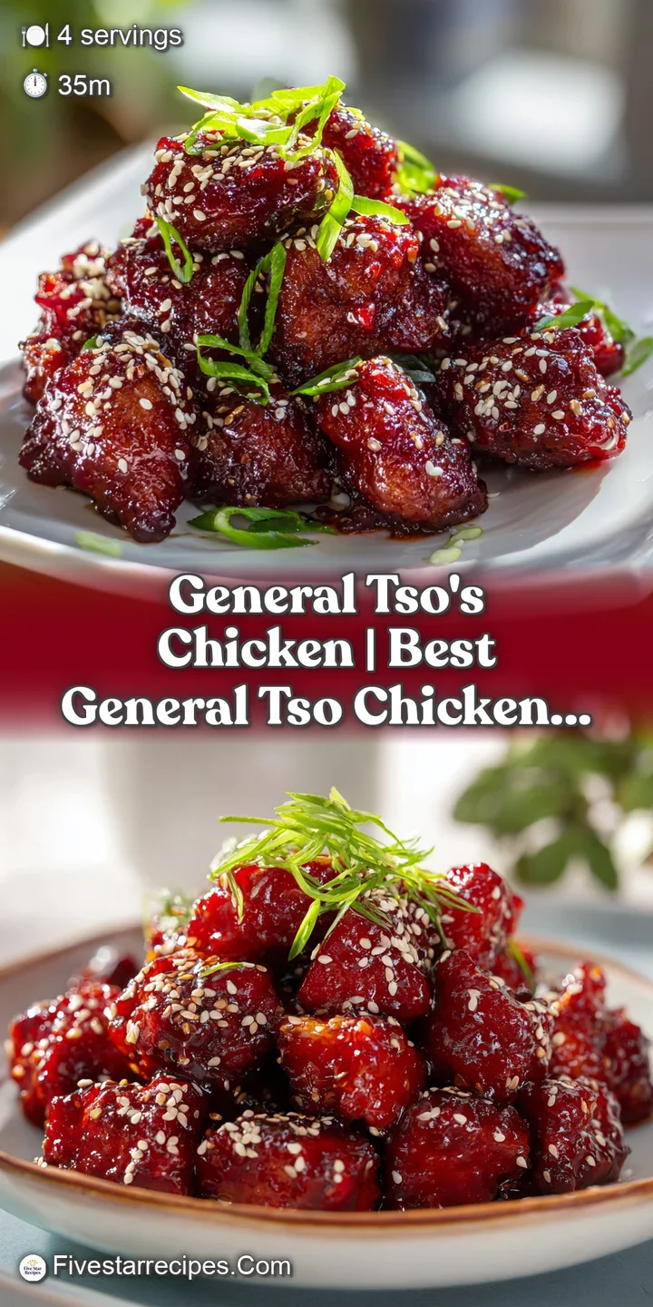 Close-up of glistening, sauce-coated chicken chunks with a sprinkle of white sesame seeds and fresh green herbs.