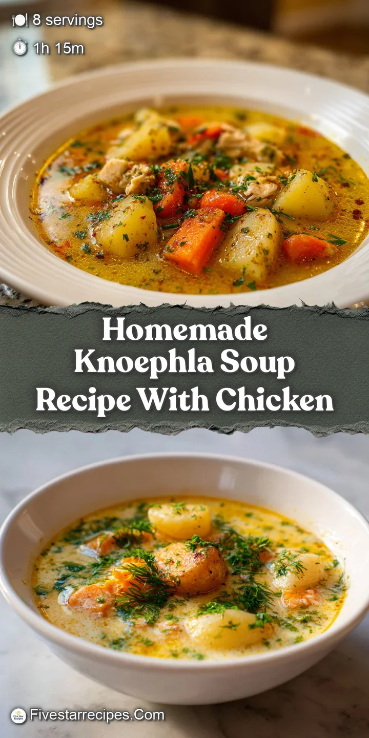 Close-up of hearty soup with plump dumplings and tender chicken. Visible steam rising emphasizes the warm, inviting texture.