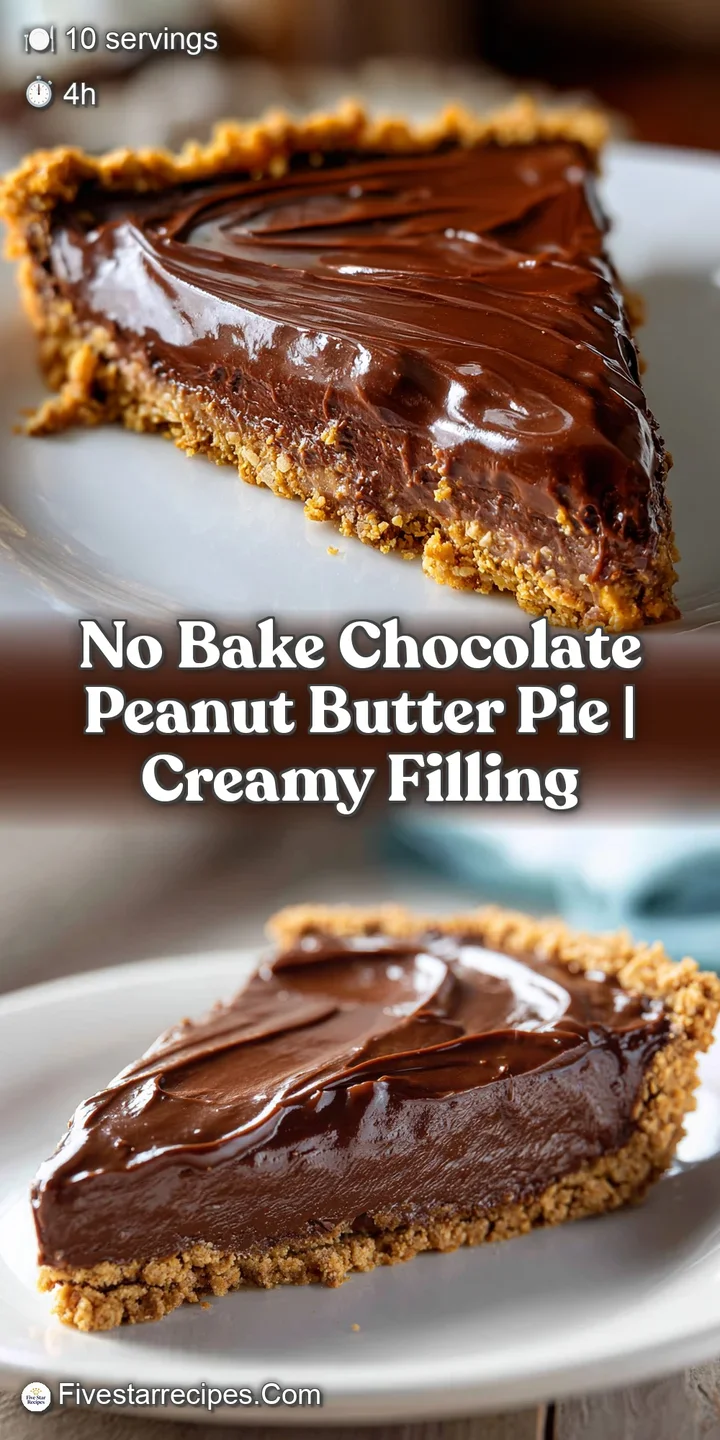 Close-up of glossy chocolate and creamy peanut butter swirled together, creating an irresistible pie filling texture.