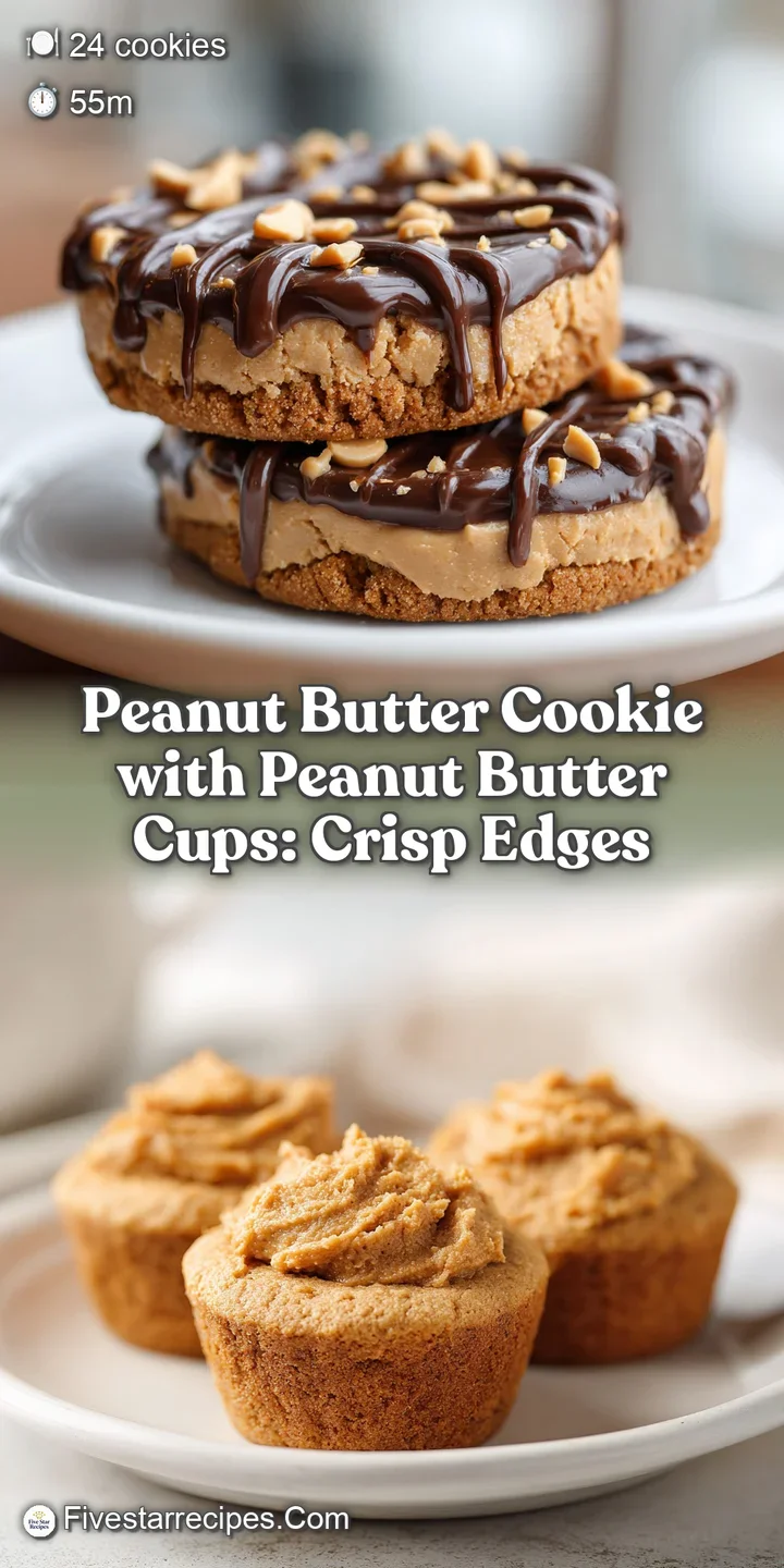 Close-up of a soft, chewy peanut butter cookie with a gooey, partially melted peanut butter cup nestled in the center.