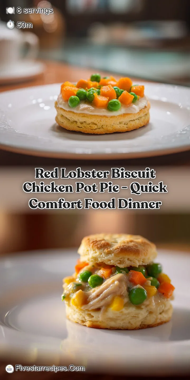 Close-up of a buttery, golden biscuit peak with glossy white creamy sauce and tender chicken peeking through.