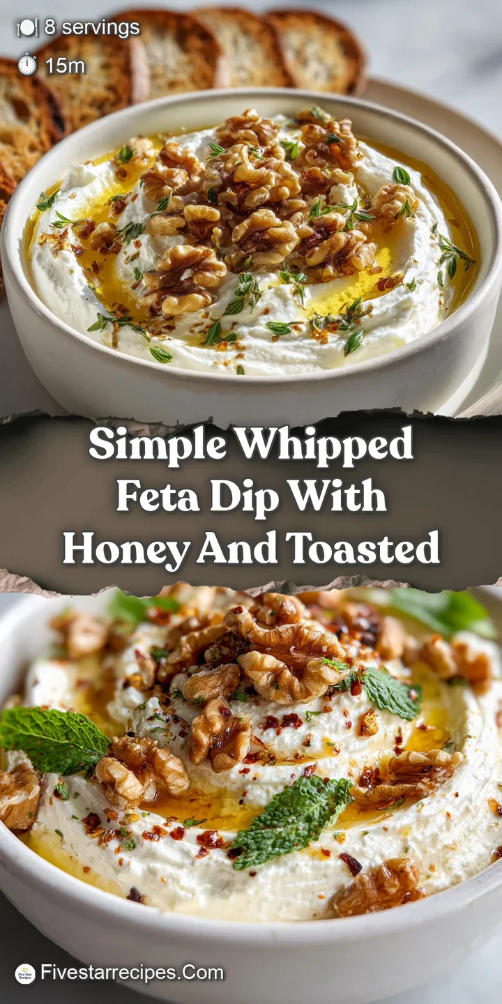 Close-up of fluffy, whipped feta glistening with amber honey, topped with coarsely chopped walnuts; inviting texture.