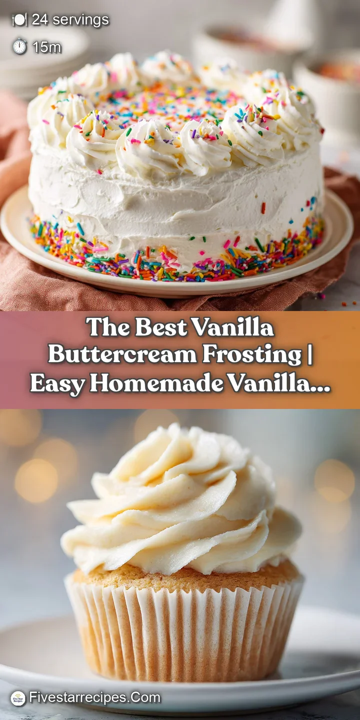 Close-up of a fluffy swirl of rich vanilla buttercream frosting, glistening with delicate peaks.