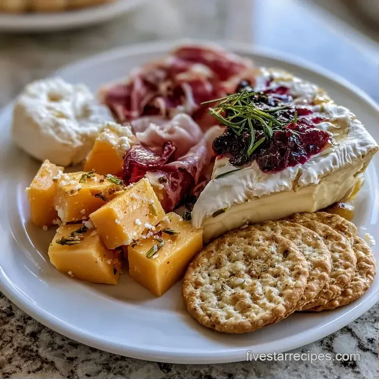 Artfully arranged assortment of cured meats, wedge-shaped cheeses, and fresh berries on a rustic slate serving tray.