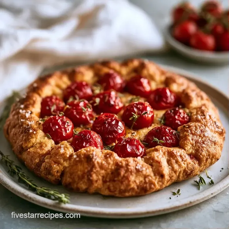 Sliced savory tart on a white ceramic plate with a sprig of fresh basil and a side of mixed garden greens.