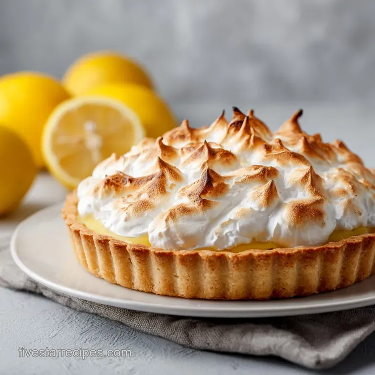 A perfect slice of lemon meringue pie, showcasing its airy topping and vibrant citrus filling.